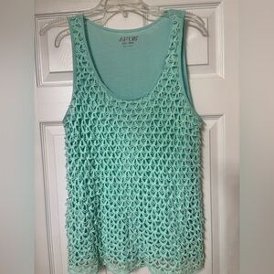 Like new aqua Crochet Tank Top by apt.9. Size XL